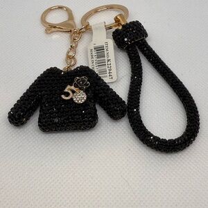 NWT! Fashion Rhinestone Tee and handle Black Sparkling Keychain